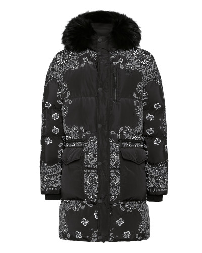 Nylon and Fur Parka Paisley Bandana