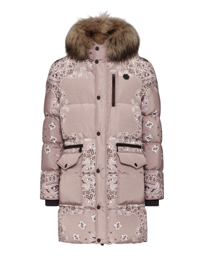 Nylon and Fur Parka Paisley Bandana