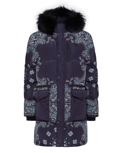 Nylon and Fur Parka Paisley Bandana