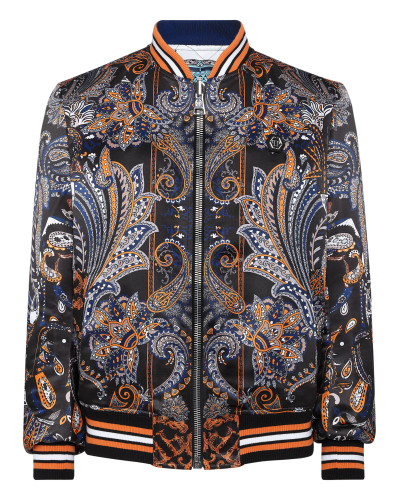 Silk Satin Bomber Paisley Foulard