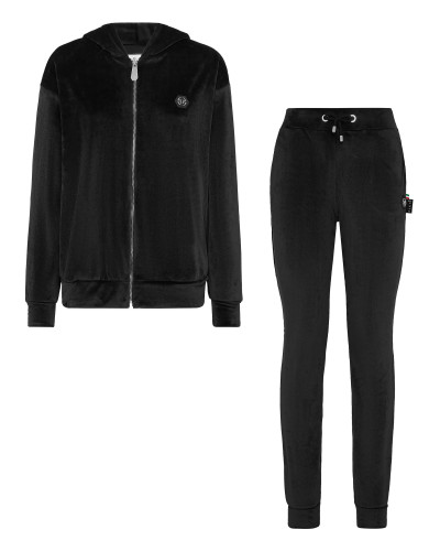 Chenille Jogging Tracksuit: Hoodie/Trousers with Crystals Teddy Bear