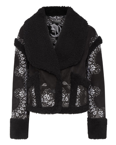 Shearling Coat Paisley Bandana
