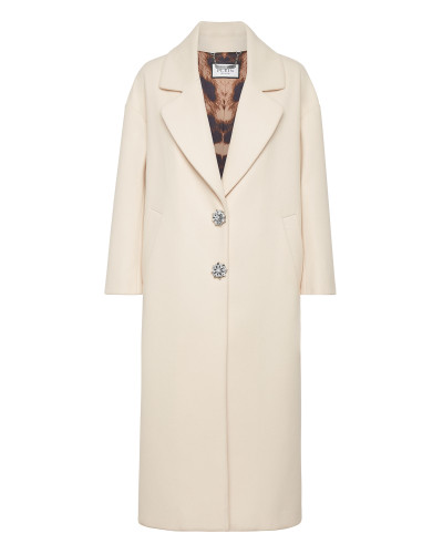 Oversized Wool  Long Coat Castoni Skull