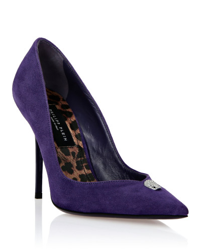 Suede Decollete Hi-Heels Crystal Skull
