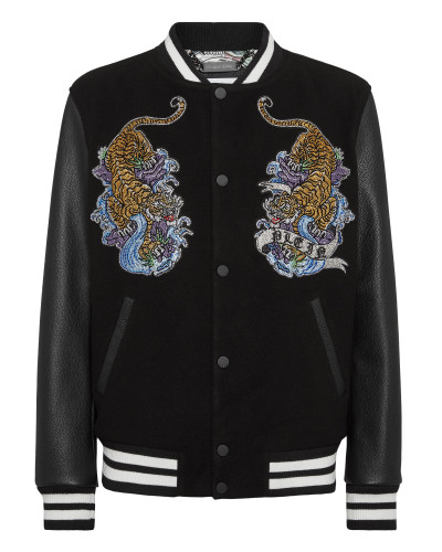 College Bomber with Woolen cloth base with stones Tattoo