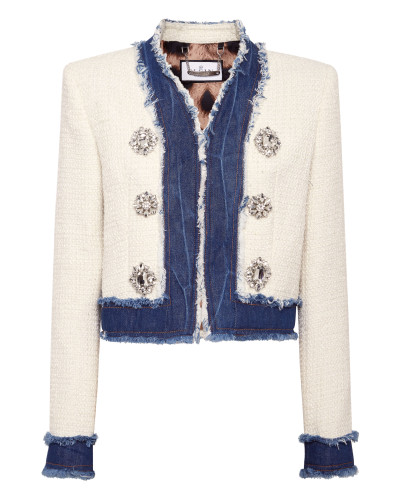 Tweed Denim Bolero Jacket