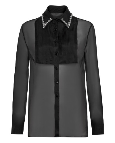 Organza Regular Collar Strass Shirt