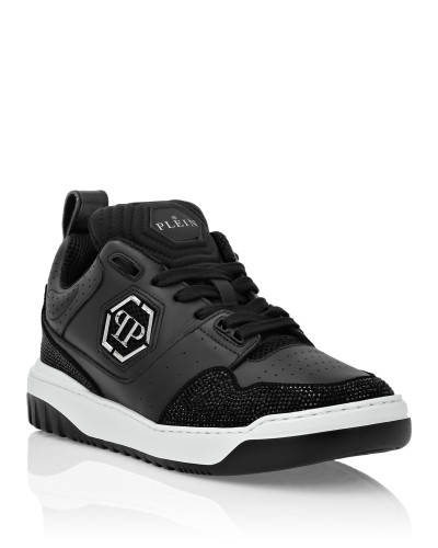 Mix Leather Lo-Top Sneakers Crystal