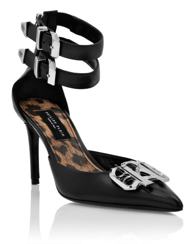 Nappa Mid Plein Heel Sandals Gothic Plein