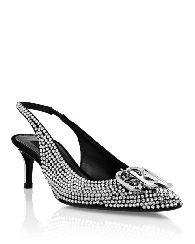 Strass Low Plein Heels Slingback Gothic Plein