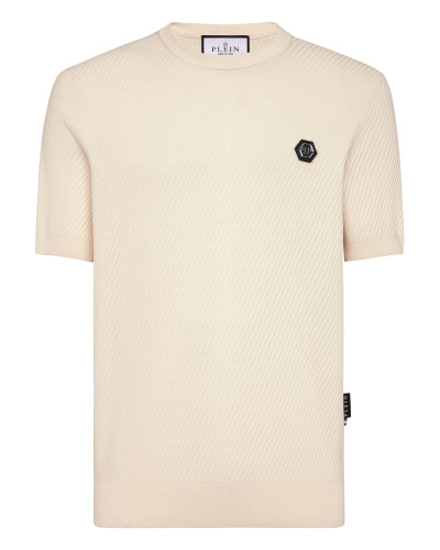 Knited Round Neck T-Shirt Wool Silk Blend