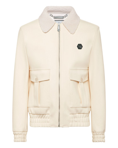 Wool Aviator Jacket With Shirling Cape
