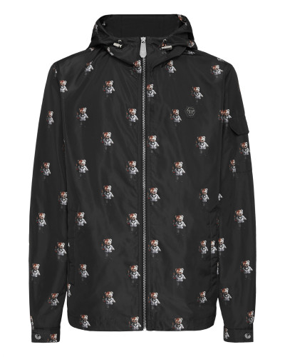 Nylon Hooded Windbreaker Teddy All-over