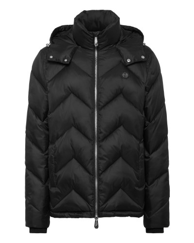 Nylon Short Puffer Jacket Zigzag