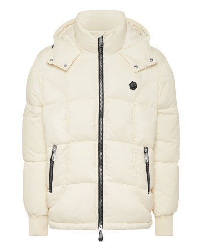 Mix Nylon Short Puffer Jacket