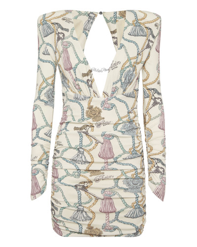 Long-Sleeved Mini Dress Tassels