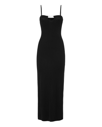 Rib Straight Across Midi Dress