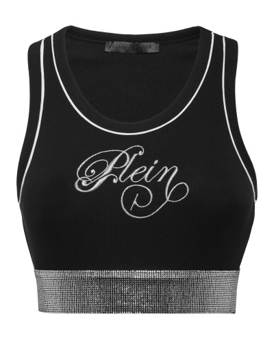 Cropped Tank Top Elastic Strass