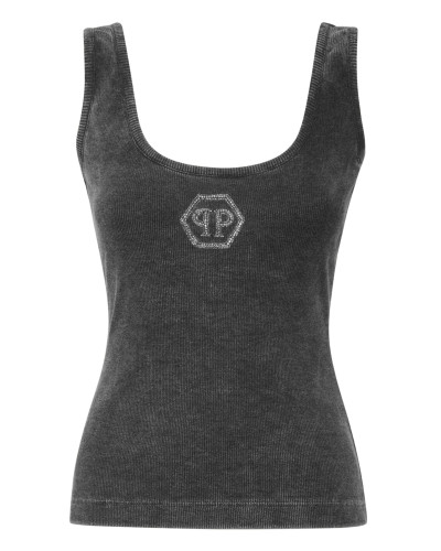 Rib Tank Top Stones Wash Hexagon