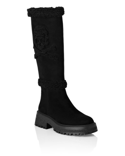 Mid Flat Boots Skull & Bones
