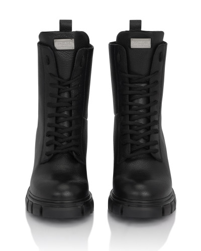 Leather Low Flat Boots