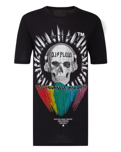 T-shirt Black Cut Round Neck DJ Plein
