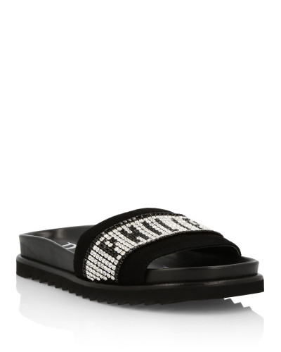 Sandals Flat Crystal Plein