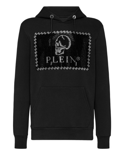 Hoodie sweatshirt Outline Skull crystal