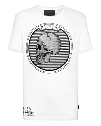 T-shirt Round Neck SS Outline Skull crystal