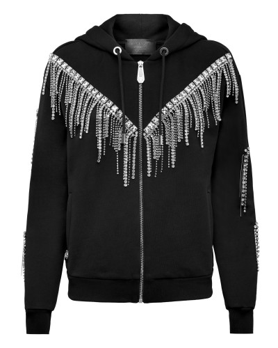 Hoodie Sweatjacket Crystal Fringe