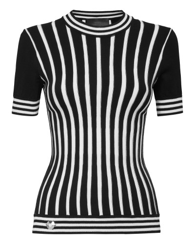 Pullover Round Neck SS Intarsia Stripes