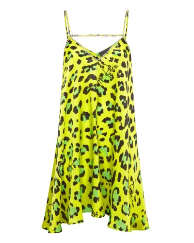 Satin Short Dress Leopard