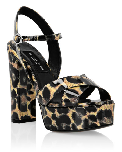 Patent leather Sandals High Heels Leopard