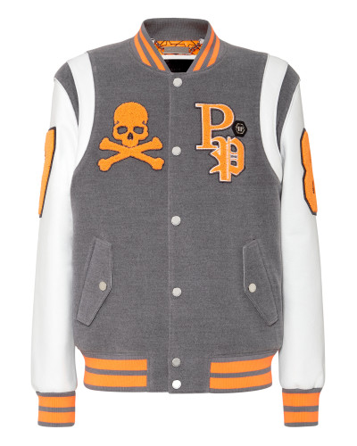 College Jacket Deer Leather Sleeves Patches