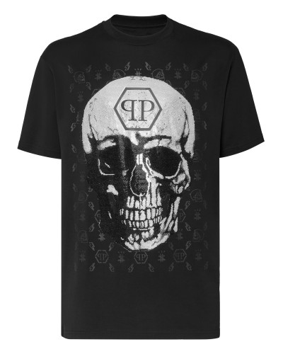 T-shirt Round Neck SS Skull and Plein with Crystals