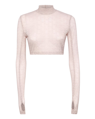 Tulle Crop Top LS Monogram