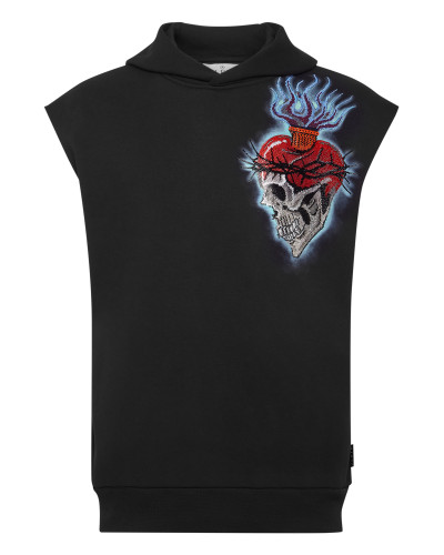 Sleeveless Hoodie sweatshirt Love Tattoo