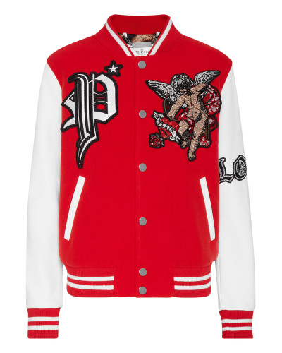 Wool and Leather Bomber Love Angel