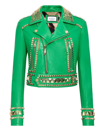 Cropped Leather Jacket Gothic Plein