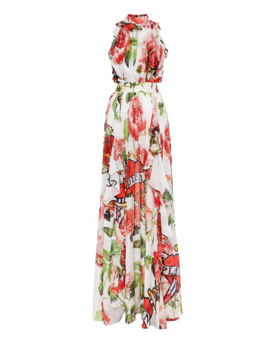 Silk Chiffon Long Dress Love
