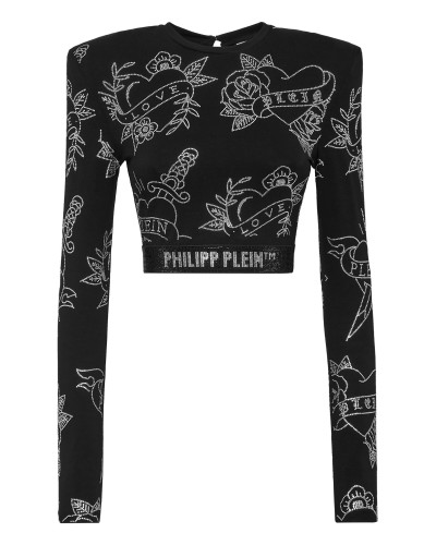 Shoulder Pads Cropped Top LS Love