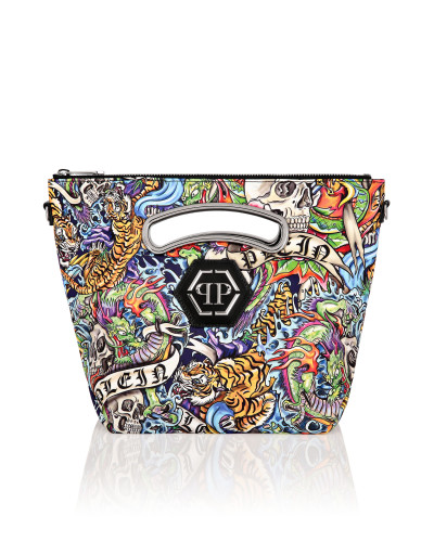 Satin & Mirror Leather Medium Handle Bag Tattoo