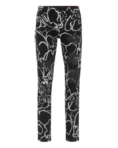 Denim Trousers Super Straight Cut Fit Skull&Bones