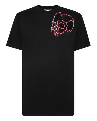 T-shirt Round Neck SS with crystals Dripping Skull