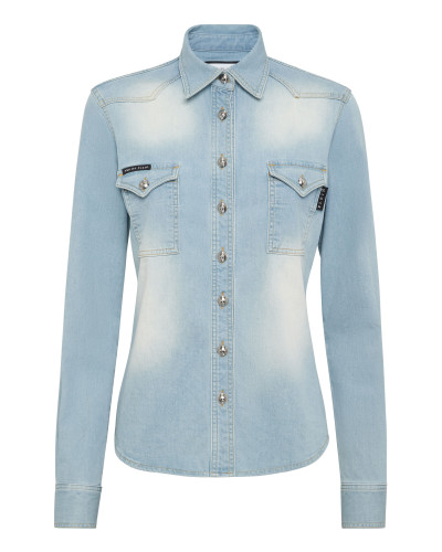 Denim Shirt Skull strass
