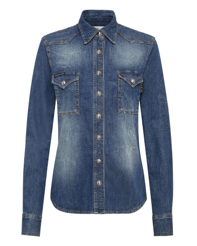 Denim Shirt Skull strass