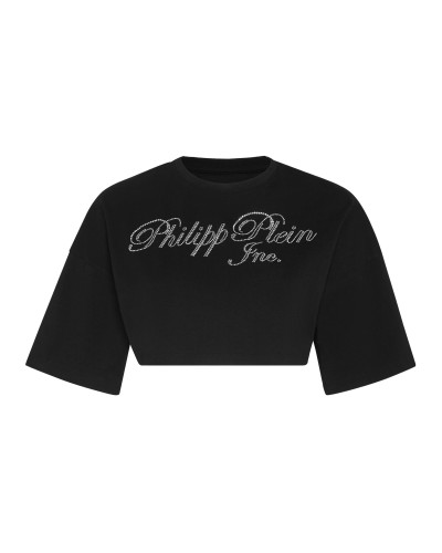 Cropped T-shirt with Crystals Philipp Plein TM