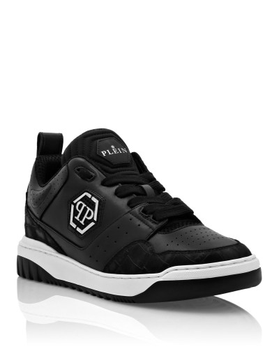Croco Printed Leather Lo-Top Sneakers