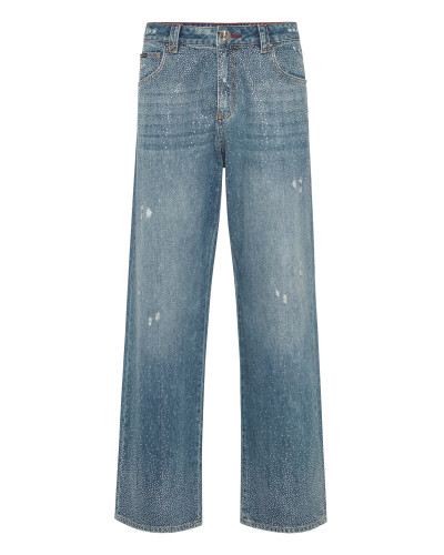 Denim Trousers Beach Boy Fit Strass