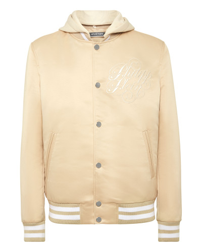 Satin Hoodie Bomber Jacket Signature